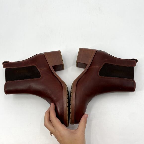 Nisolo Red Brown Leather Block Heel Chelsea boots - Picture 4 of 10